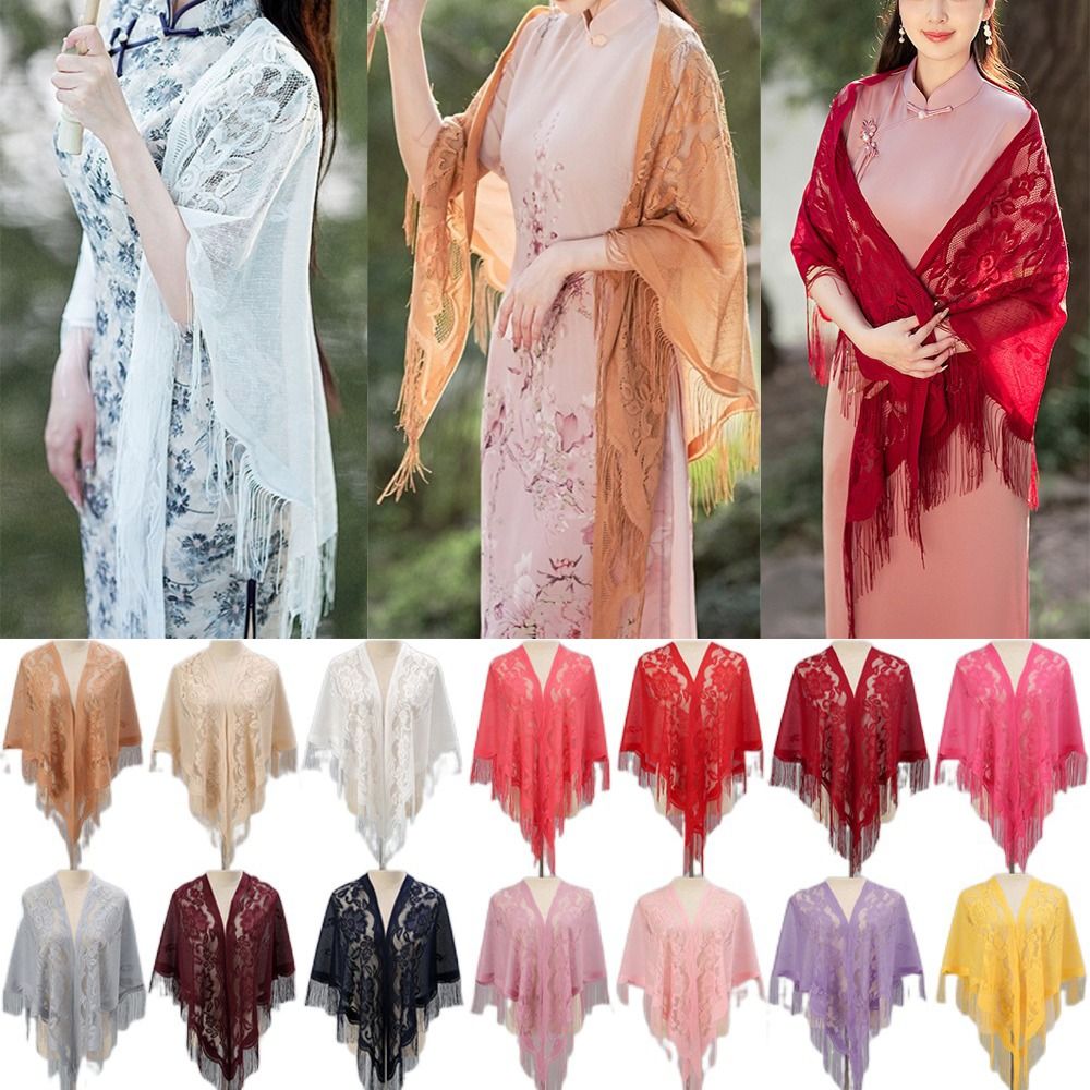Cardigans à col en V patchwork de gland pour femmes, accessoires de mariage, châle creux à proximité, cape de Rhde soirée, châle en tulle, fête