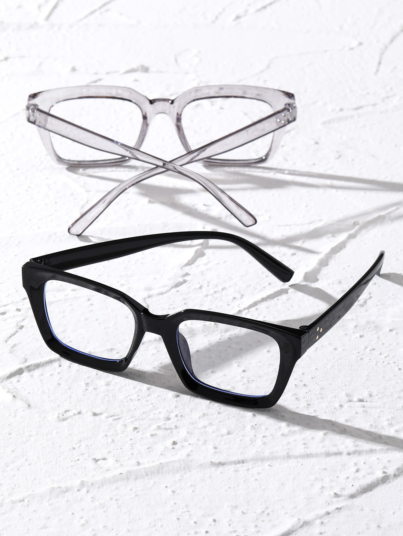 Lunettes transparentes à monture géométrique en plastique, 2 pièces, Style académique, Protection, accessoires quotidiens
