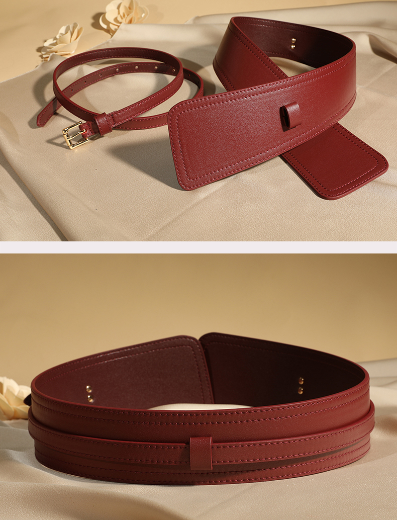 Ceinture de largeur Simple pour femmes, Vintage, large, en cuir véritable, à la mode