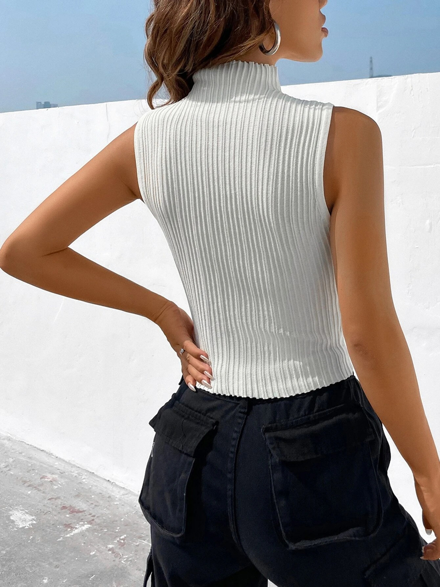 Haut en tricot à col roulé pour femme, pull décontracté, t-shirt rayé, vêtements courts, plis commandés, précieux, nouveau, été