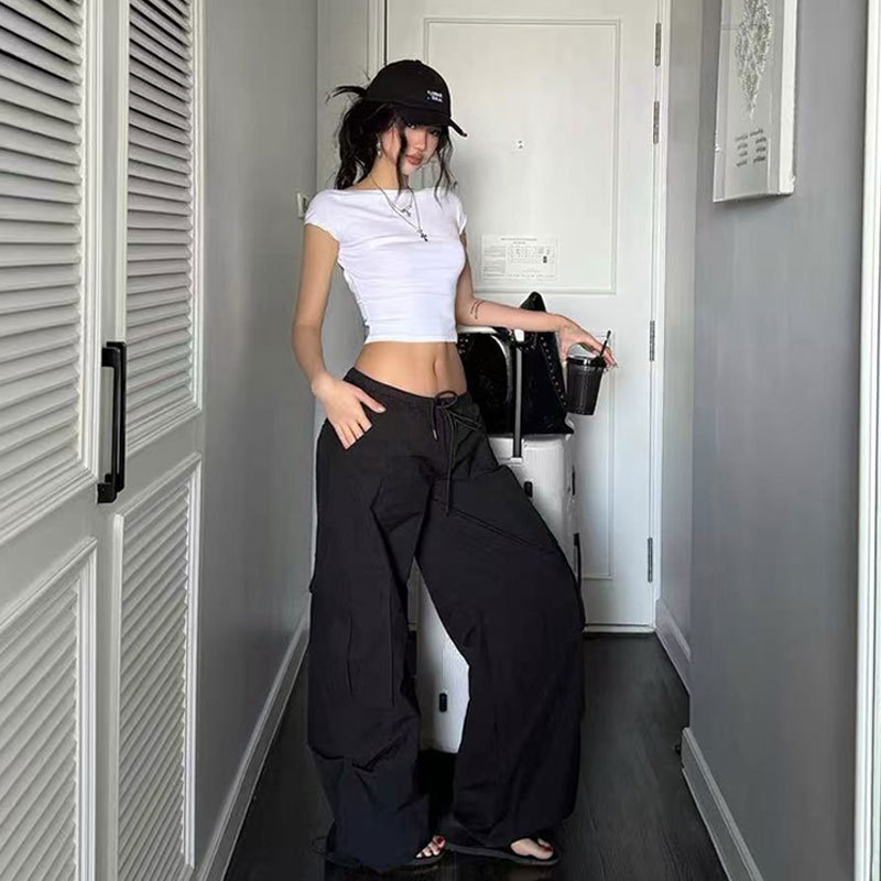 T-shirt court blanc américain à manches courtes pour femme, taille haute froncée, dos ouvert, collection été 2026