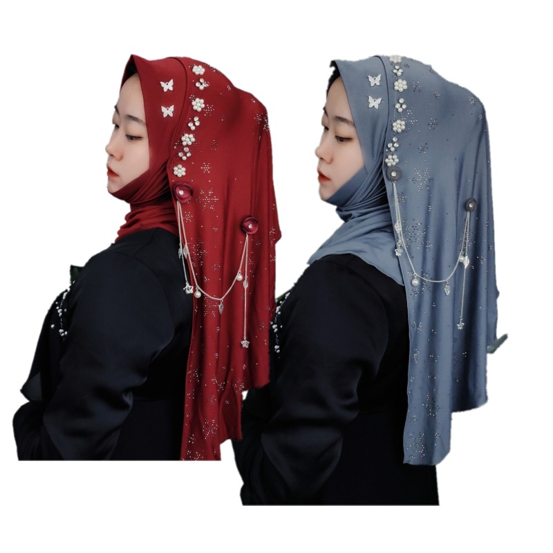 Ramadan femmes écharpe perles musulmanes Hijabs longue écharpe arabe glands châle mode Wrap Turban fête foulard