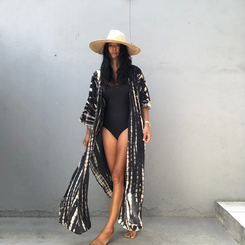 Kimono de plage à rayures pour femmes, vêtements de plage, à capuche, nouvelle collection 2022