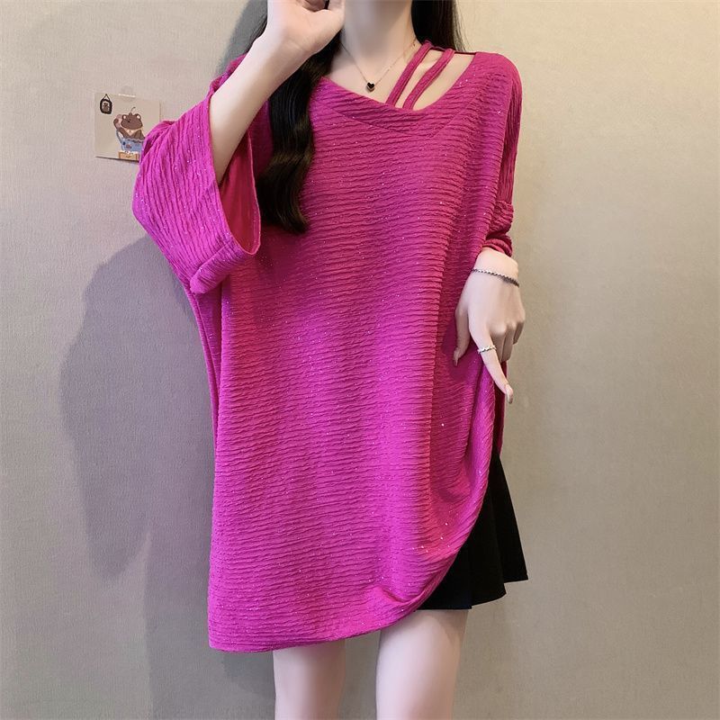 T-shirt col rond manches mi-longues pour femmes, tendance, grande taille, été, solide, simplicité, mode, décontracté, vêtements coréens