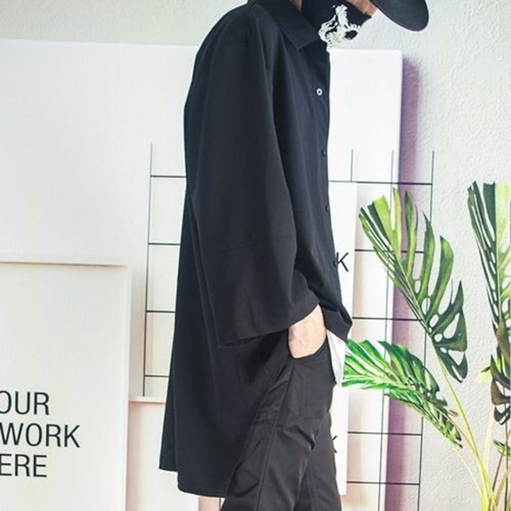 XS-5XL chemise asymétrique mi-longue chemise décontractée sans genre Streetwear salle de bal mode polyvalent à manches longues haut unisexe 2025 nouveau