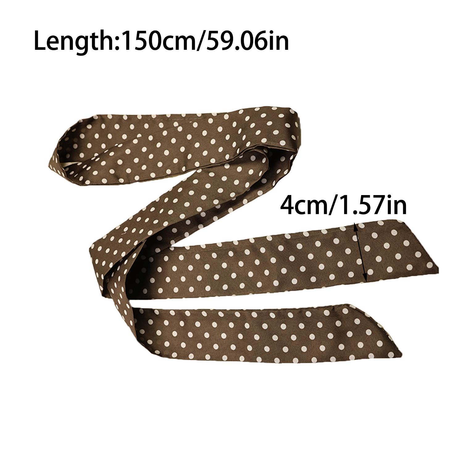 Écharpe longue et étroite pour femme 150x4cm à pois, ruban de sac, bandeau, collier ras-du-cou, accessoires pour femme