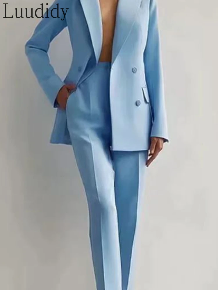 Costume deux pièces pour femme, blazer de bureau, ensemble blazer et pantalon à manches longues