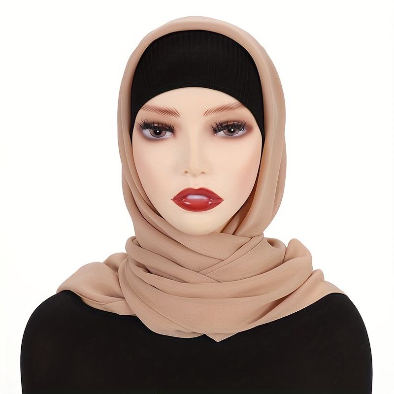 110*110 cm mousseline de soie carré Hijabs écharpe pour femme musulman Turban chapeau Islam foulard femmes plaine voile Jersey Hijabs Ramadan