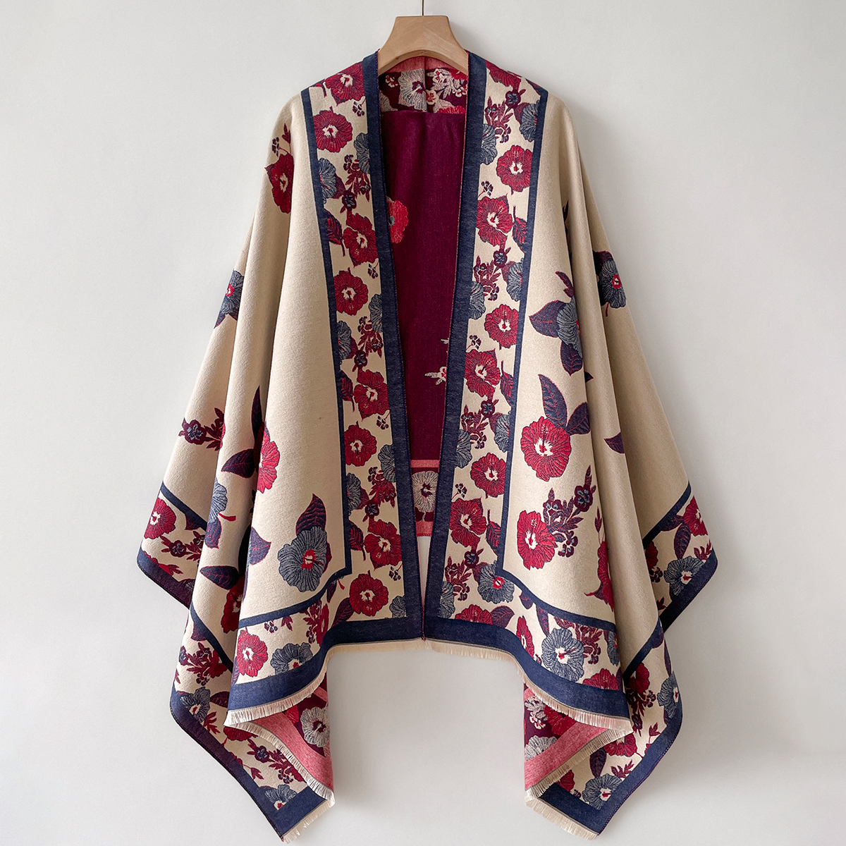 Châle chaud en Imitation cachemire pour femmes, cape de Style ethnique, foulards à la mode, imprimé Floral, résistant au froid et au vent