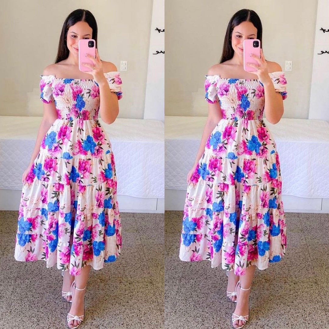 Robes décontractées élégantes pour femmes, à épaules dénudées, imprimé floral, manches courtes, tendances 2026, pour la plage, les anniversaires et les fêtes