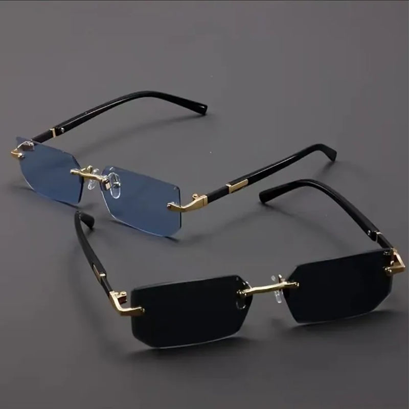 Lunettes de soleil rectangulaires sans bords, mode populaire pour femmes et hommes, petites lunettes de soleil carrées pour femmes et hommes, Oculos de voyage d'été