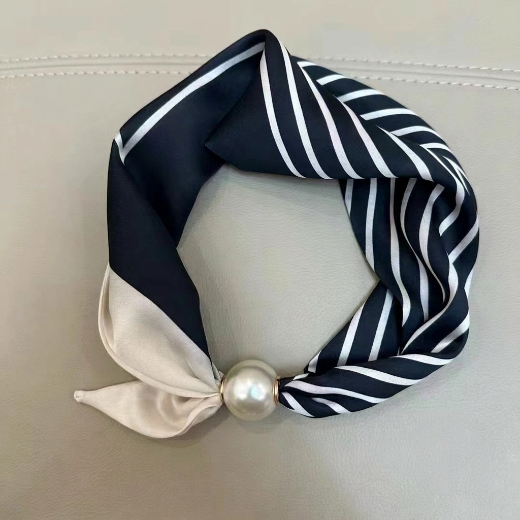 Collier Écharpe Magnétique Perles Chaîne Collier Rétro Français à Pois Noirs Ligne Noire Longueur Réglable Accessoires Femme Été