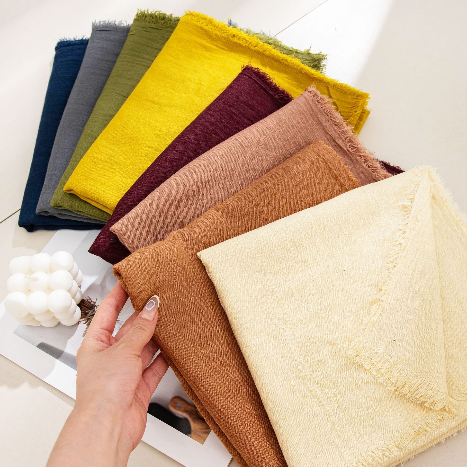 Écharpe en coton et lin pour femme, 69 couleurs, 190*100cm, couleur unie, simple, châle de protection solaire, pour voyage, extérieur, hijab, foulard