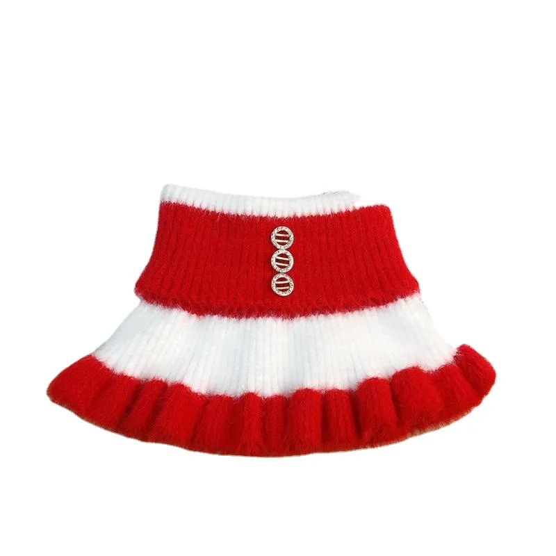 2025 nouveau tricoté rayure revers col chaleur cou couverture pour les femmes épaissi Imitation vison velours faux col cou écharpe