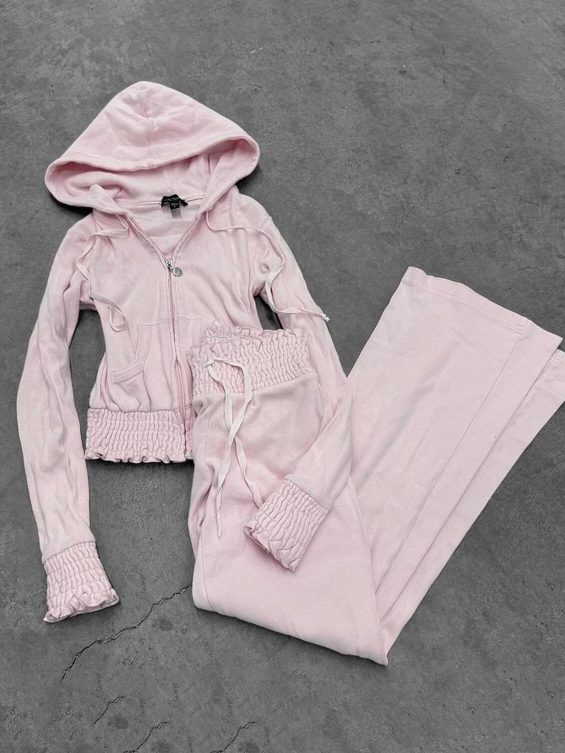 Sweat-shirt Vintage 2 pièces ensemble Y2k 2000s Goth Harajuku corée manteau + pantalon mince haute rue hiver bases Grunge Emo ensemble de vêtements de sport