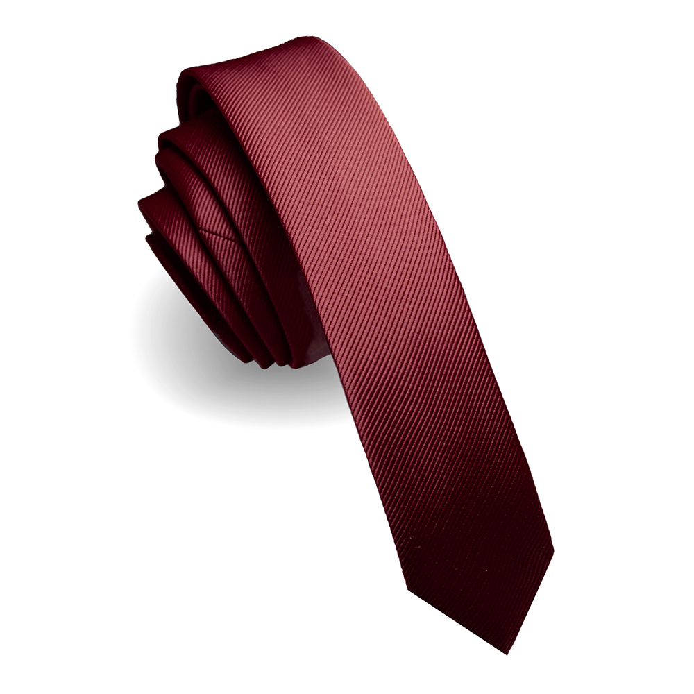 KAMBERFT mode décontracté 4 cm mince soie cravate couleur unie noir rouge cravates à la main hommes tissé maigre cravate pour la fête de mariage