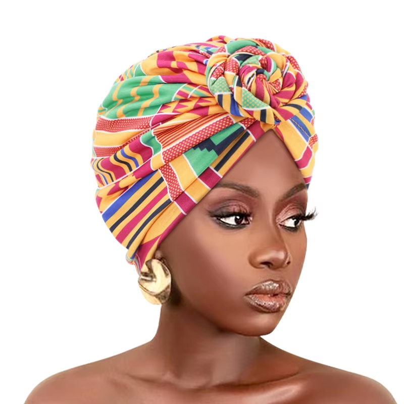 Turban à nœud africain tendance, bonnet Floral pré-noué, nœud avant élastique, enveloppe de tête élégante pour femmes, casquette de chimio, Bandana, couvre-chef, nouvelle collection