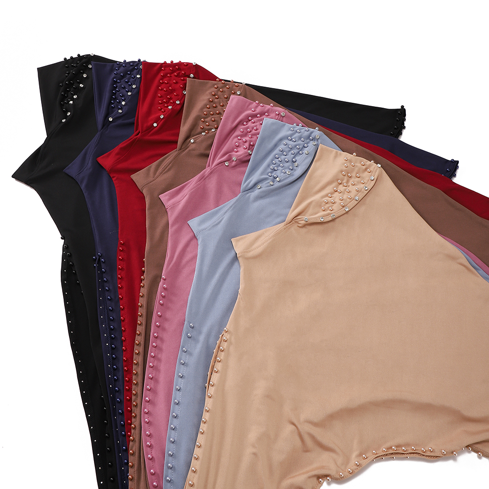 Hijab instantané une pièce pour femmes musulmanes, orné de strass et de perles, Khimar Jilbab, couvre-chef islamique pour la prière, facile à porter, hijabs modestes.