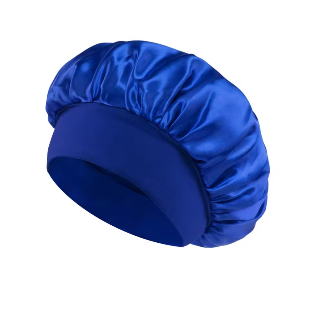 1 pièce Bonnet en satin doux doublé de soie, grand bonnet de nuit en satin, bonnet de douche domestique, couvre-cheveux pour cheveux longs, outil de salon