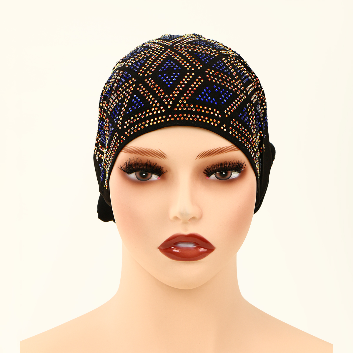 Mode musulman femme Turban chapeau velours chaud strass solide indien Bonnet cheveux Bonnet casquette pour les femmes en gros