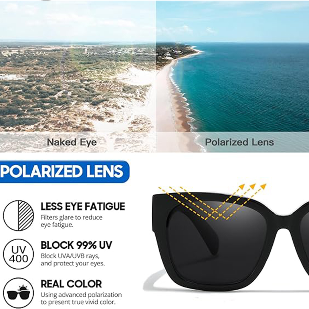 Lunettes de soleil polarisées à porter par-dessus les lunettes de vue pour femmes, protection UV, lunettes tendance carrées enveloppantes pour la conduite et l'équitation