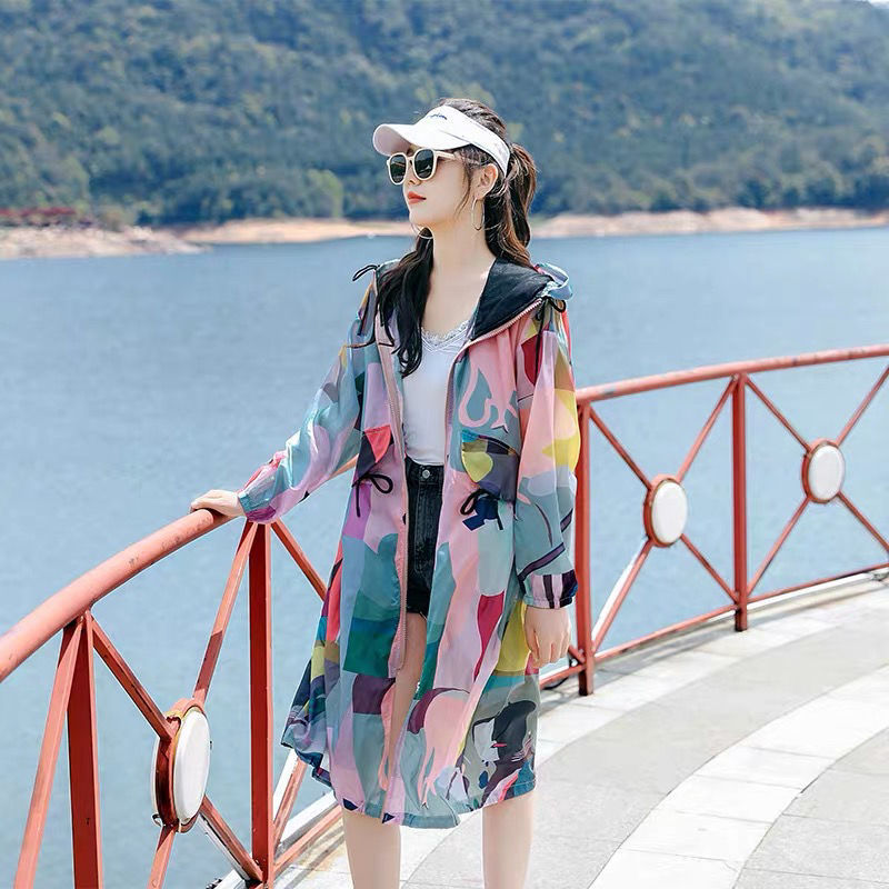 Manteau mi-long coréen respirant pour femmes, vêtements de protection solaire, veste de protection UV, vêtements actifs d'extérieur, mince, nouveau, été