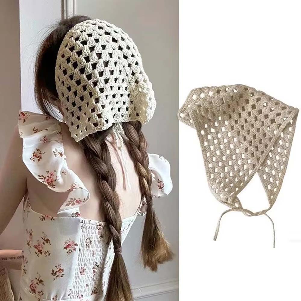 Écharpes triangulaires en tricot à fleurs pour le printemps et l'été, bandeaux élégants en tricot pour filles, accessoires de mode