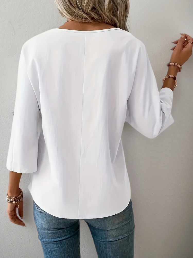 Grande taille femmes mode été respirant chemises col rond coupe ample hauts Blouses demi manches décontracté solide plaine dame vêtements