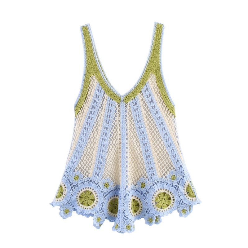 Haut en crochet style vacances d'été pour femmes, disponible en plusieurs couleurs, respirant et texturé, idéal pour la plage et les soirées