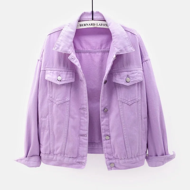 Veste en Jean classique femmes Jean 2023 Jean Boyfriend vestes pour femmes surdimensionné manteau ample Veste Femme violet blanc jaune Mujer