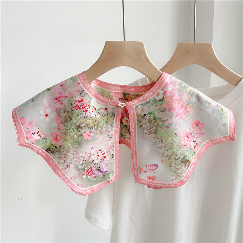 Châle à col amovible pour femmes, poignées florales, châles à la mode, écharpes de décoration de robe chemisier, châle initié, printemps, automne