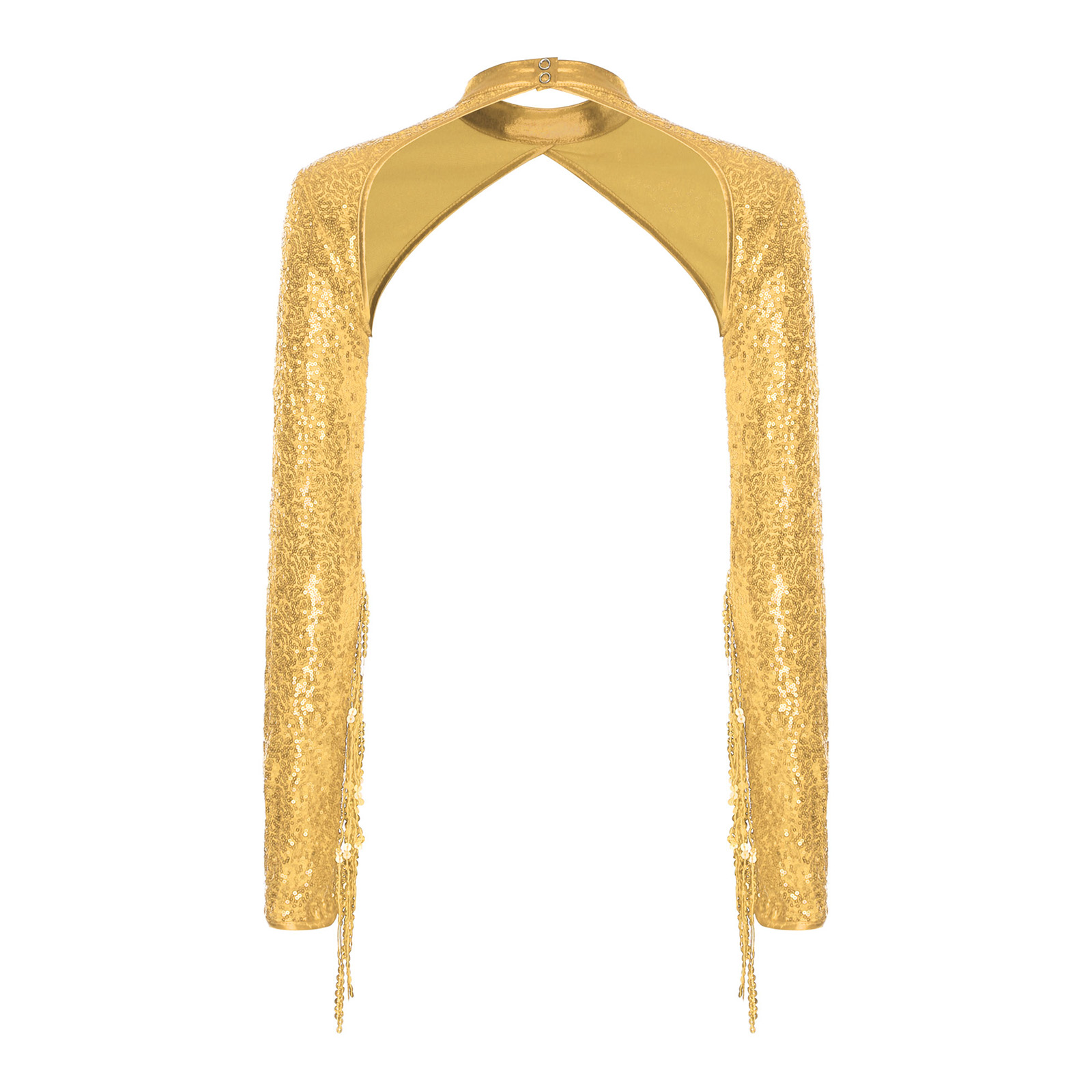 Boléro court à franges et paillettes pour femmes, manches longues avec pompon, haussements d'épaules, châles, Cardigan court pour fête de Rave musicale