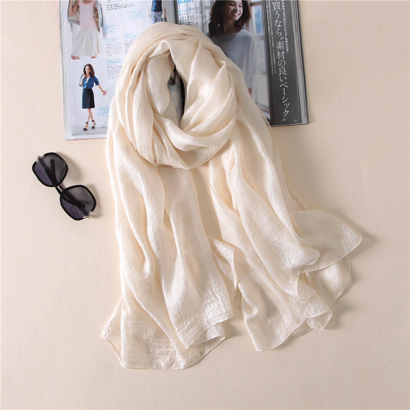 2026 marque de luxe femmes mode écharpe plaine solide soie lin châles foulards été dame Bandanas Pashmina Foulard Hijab 180*90Cm