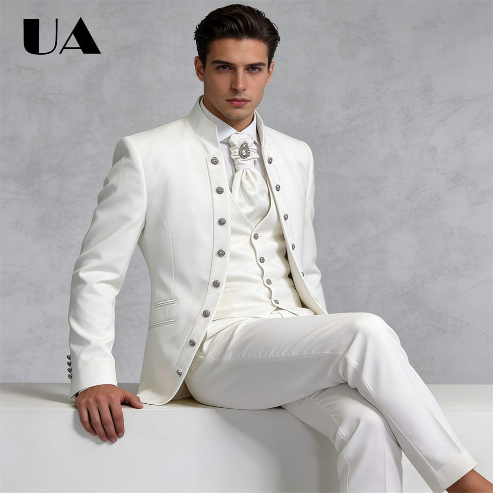 Costume formel 3 pièces pour hommes de Style Affrica (veste gilet pantalon) costume de mariage sur mesure pour le marié et le meilleur homme ULBYANRY