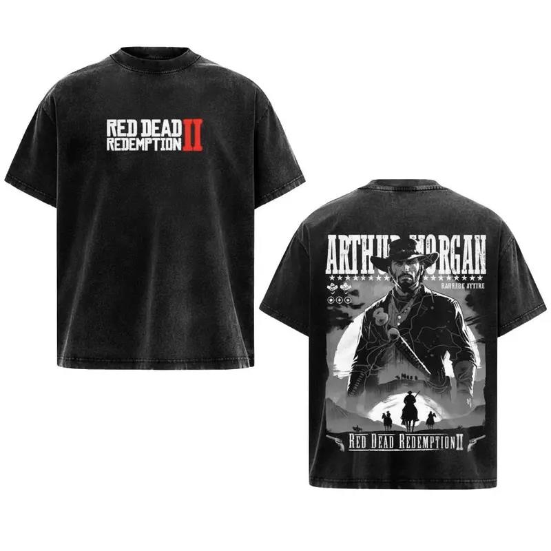 Arthur Morgan Red Dead Redemption 2 Vêtements Hommes Femmes T-shirts Vintage Lavés T-shirt Décontracté en Coton Harajuku Street Tshirt