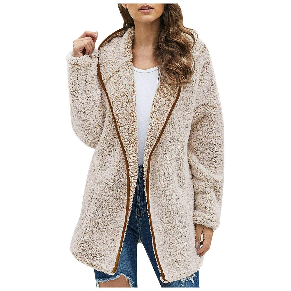 Automne hiver femmes longue veste en peluche chaud épais manteau polaire col rabattu manteau en peluche femme décontracté à manches longues vêtements d'hiver