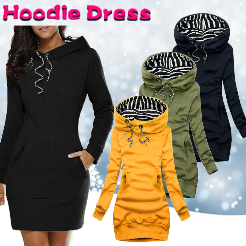 Femmes robe pull à manches longues robe à capuche automne hiver décontracté mince pull à capuche robe