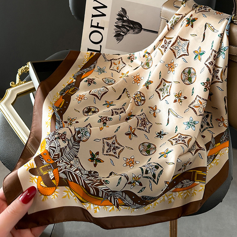 Foulards en soie pour femmes, foulard carré de luxe en soie à carreaux pour filles, bandeau en satin pour le cou et les cheveux, foulard doux pour le travail, hijab