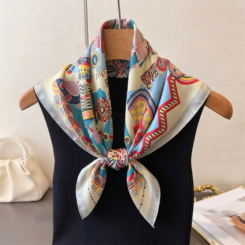 Foulard carré de luxe imprimé pour femme, turban, hijab, bandana, cache-cou, mouchoir, châle, écharpe coupe-vent