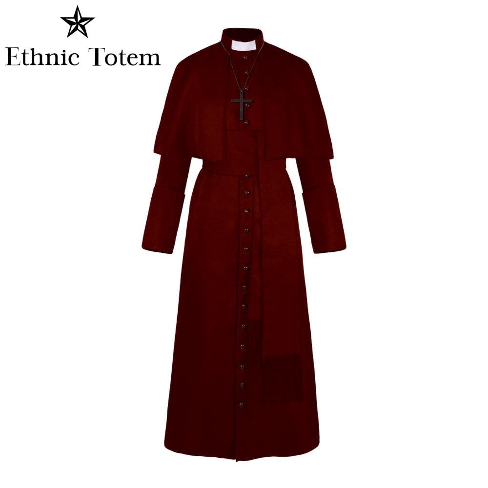 Uniforme de prêtre Vintage médiéval, Robe d'halloween pour hommes, Cape de pasteur de papa, Costume de Cosplay, Robe de moine de la Renaissance, ensembles de clergé