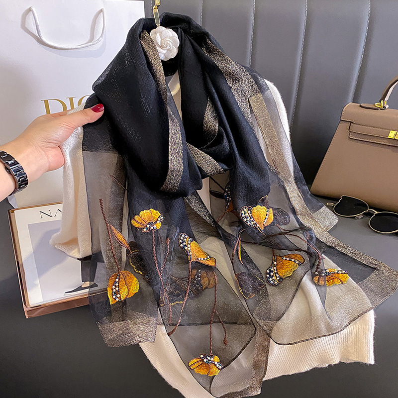Écharpe en laine pour femme, châles pour femme, hijab chaud, long bandana, pashmina, poncho, marque de luxe, solide, été, hiver