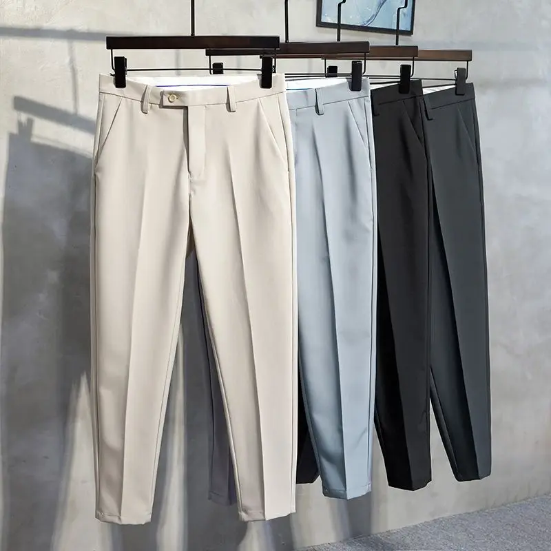 9 costumes courts pour hommes pantalons blancs pour hommes drapeados fluides de haute qualité vêtements de luxe de Style coréen de luxe été 2025 pas cher