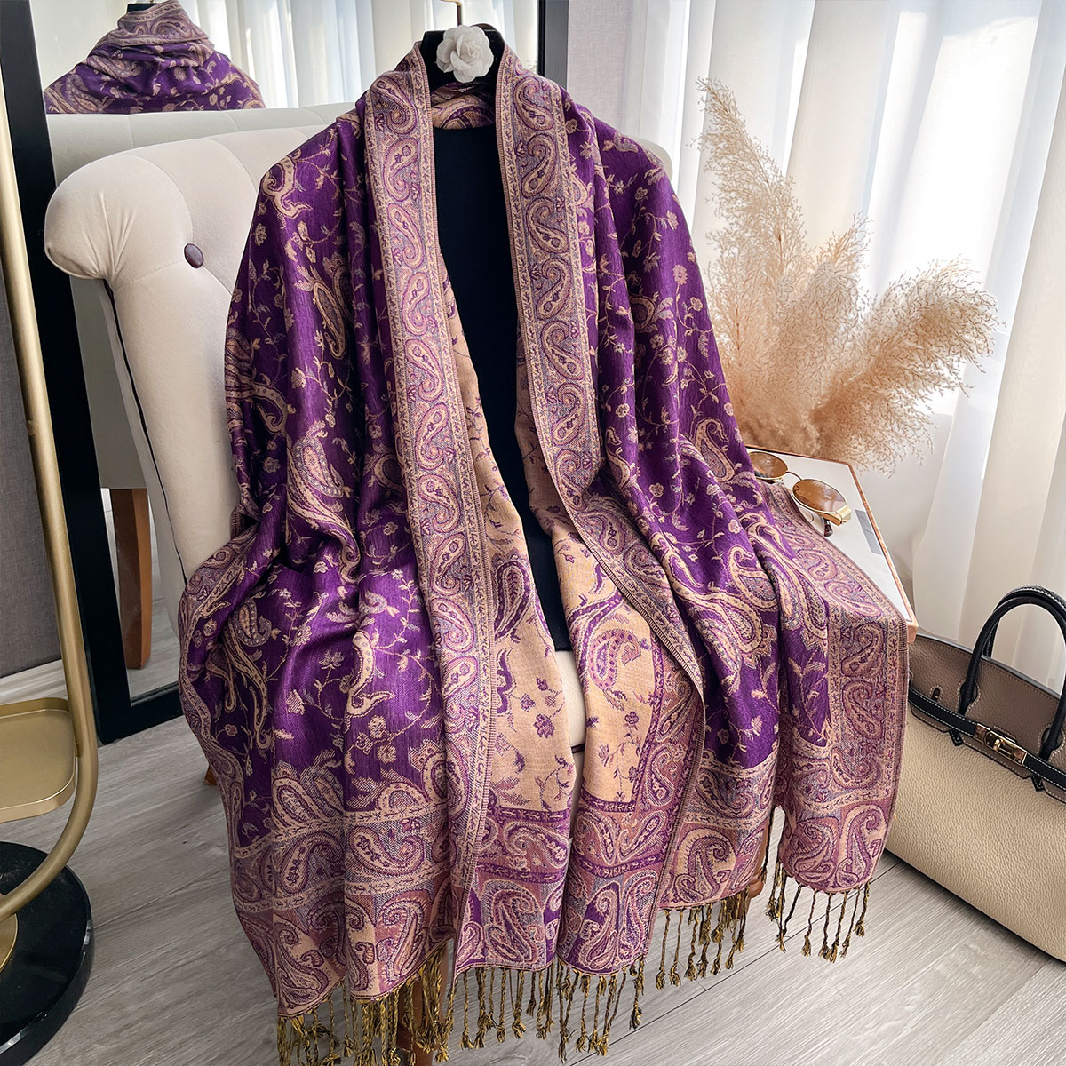 2025 bohême Pashmina Hijab écharpe longue châle musulman femme Foulard doux Turban bandeau pour femmes bandeau marque de luxe