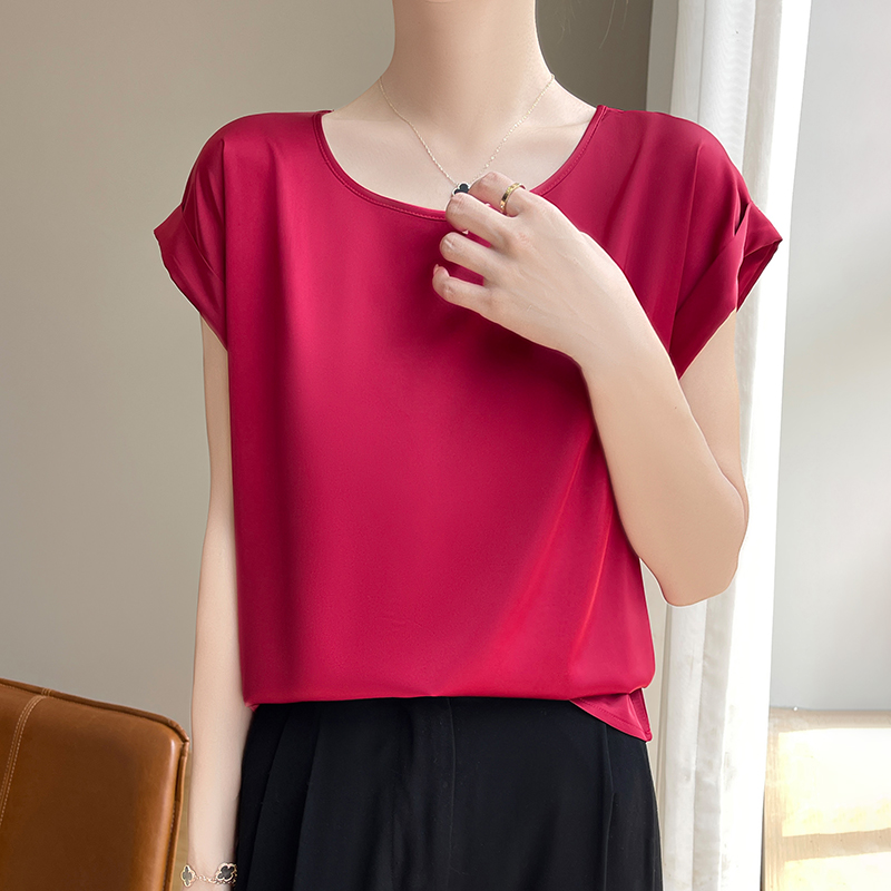 Camisole en soie à col rond pour femme, gilet fin en Satin, ample, extérieur, haut sans manches, costume d'été, chemise à bascule en soie de mûrier, nouvelle collection