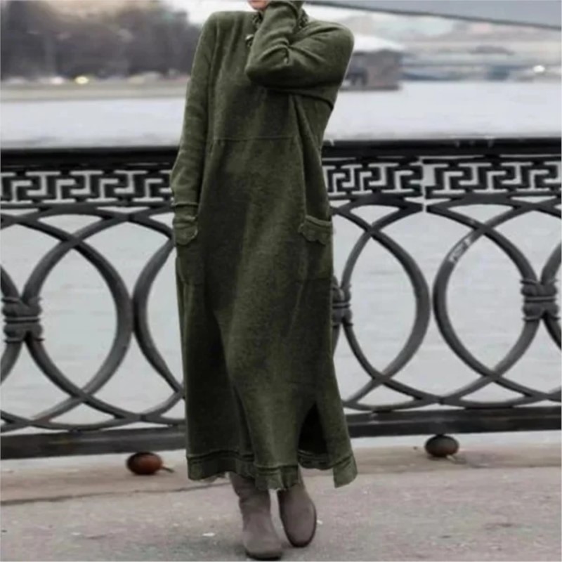 Robe Maxi à Manches sulfpour Femme, Sweat à Capuche, Style Élégant, Rétro, Décontracté, Optique, Chaud, Mode Automne Hiver, Nouveau
