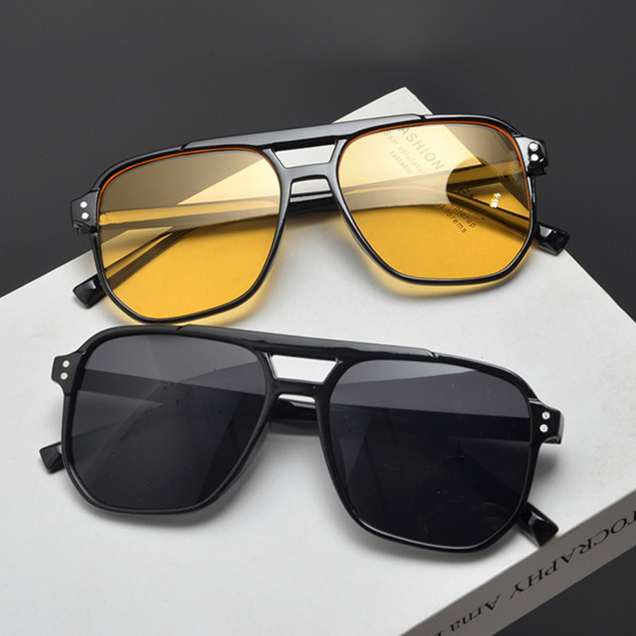 Lunettes de soleil vintage pour hommes et femmes, grandes lunettes de soleil unisexes, lentilles noires, nuances carrées, marque de créateur, UV400