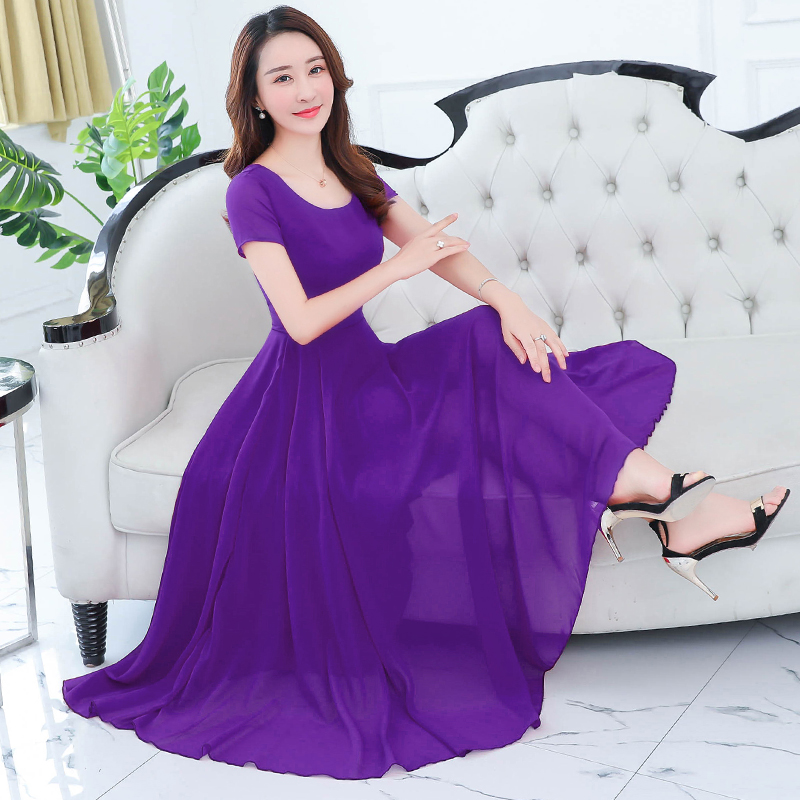 Robe de plage maxi en mousseline de soie pour femmes, vintage, décontractée, coréenne, tambour, sexy, noire, robe de soirée, éducative, élégante, couleur unie, bohème, été, 2024