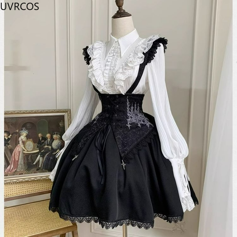 Japonais Kawaii Lolita Blouses femmes victorien Vintage lanterne manches dessus De chemise Y2k esthétique Cospaly JK Blusas Mujer De Moda