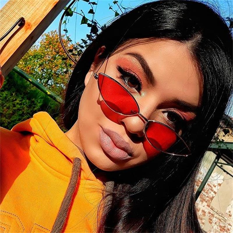 Lunettes de soleil triangulaires en métal argenté effet miroir pour femme, style vintage, petites lunettes œil-de-chat féminines, lunettes hippie