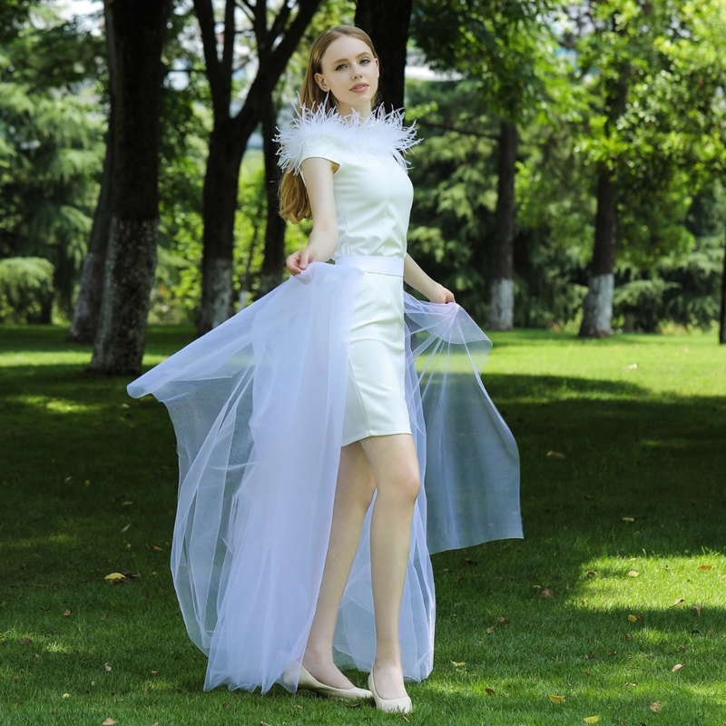 Jupes longues tutu en tulle pour femmes, mariage, cocktail, Rh, bandage, maille, maxi, taille haute, poignées, superposition amovible